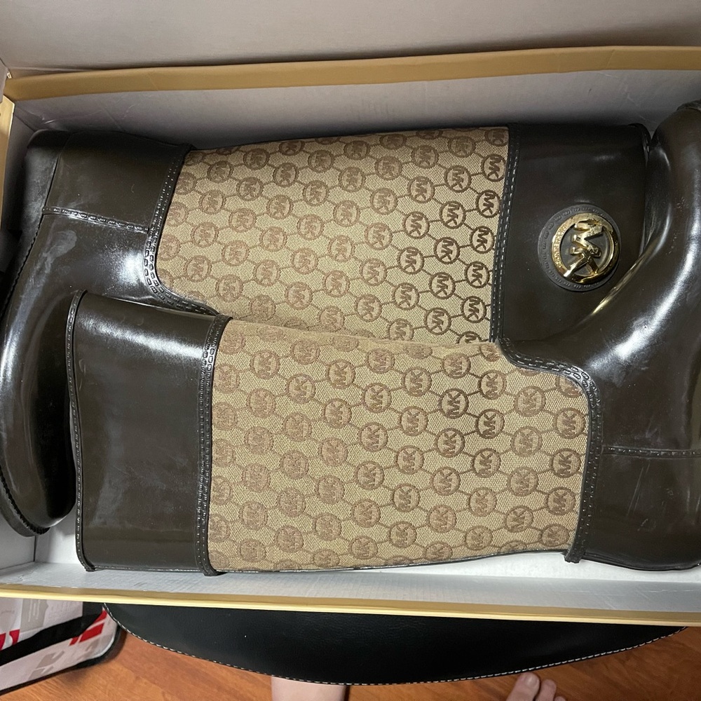 Michael Kors Brown Monogram Rain Boots